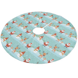 Falda Para El Árbol De Navidad De Forro Coralino Navidades Snowmen, Santa y Rudolph