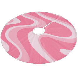 Falda Para El Árbol De Navidad De Forro Coralino Patrón de rotación trippy rosa