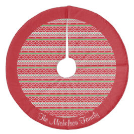 Falda Para El Árbol De Navidad De Forro Coralino Patrón de suéter de piel verde rojo blanco persona