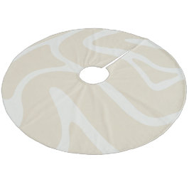 Falda Para El Árbol De Navidad De Forro Coralino Patrón Orgánico Simple Crema Beige