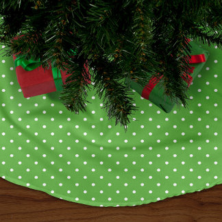Falda Para El Árbol De Navidad De Forro Coralino Puntos de polka verde