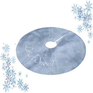 Falda Para El Árbol De Navidad De Forro Coralino Que nieve en cielo azul nieve
