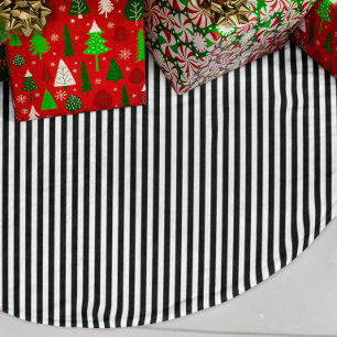 Falda Para El Árbol De Navidad De Forro Coralino Rayas blancas y negras