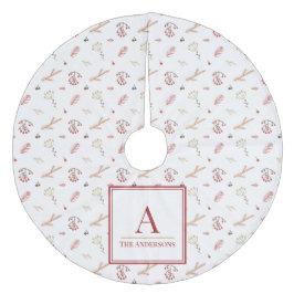 Falda Para El Árbol De Navidad De Forro Coralino Red Holly Berry Christmas Tree Skirt