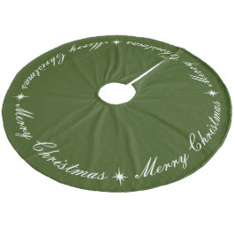 Falda Para El Árbol De Navidad De Forro Coralino Sencillo y elegante guión navideño oscuro verde