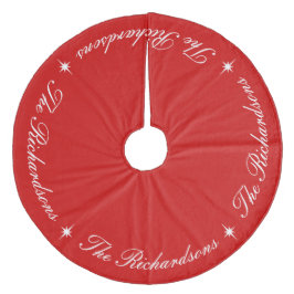 Falda Para El Árbol De Navidad De Forro Coralino Sencillo y elegante nombre personalizado de Feliz 