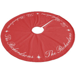 Falda Para El Árbol De Navidad De Forro Coralino Sencillo y elegante nombre personalizado de Feliz 