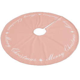 Falda Para El Árbol De Navidad De Forro Coralino Simple Elegante Script Merry Christmas Rosa Rubor
