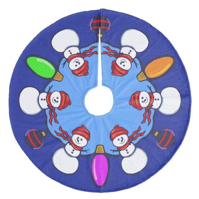 Falda Para El Árbol De Navidad De Forro Coralino Snowman  (Anverso)