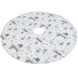 Falda Para El Árbol De Navidad De Forro Coralino Snowmen