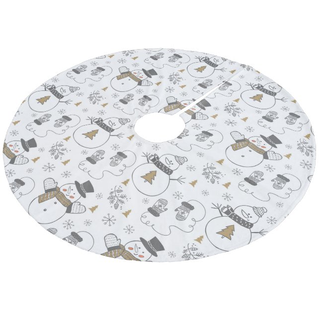 Falda Para El Árbol De Navidad De Forro Coralino Snowmen (Angular)