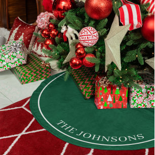 Falda Para El Árbol De Navidad De Forro Coralino Verde Cazador Personalizado