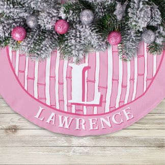 Falda Para El Árbol De Navidad De Lino Sintético Bambooey Franja de Bambú en Rosa Personalizado