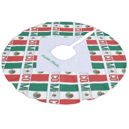 Falda Para El Árbol De Navidad De Lino Sintético Bandera de México Personalizada en Baldosas