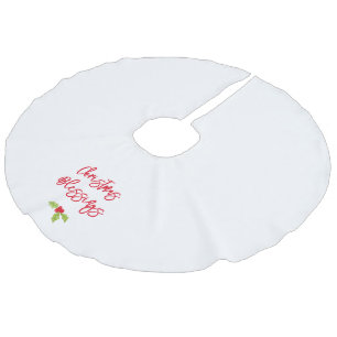 Falda Para El Árbol De Navidad De Lino Sintético Bendiciones de Navidad Holly Festivo Fiesta Fe