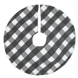 FALDA PARA EL ÁRBOL DE NAVIDAD DE LINO SINTÉTICO CHEQUE DE GINGHAM EN NEGRO Y BLANCO