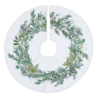 Falda Para El Árbol De Navidad De Lino Sintético Corona de Navidad sencilla de Verdor Invernal