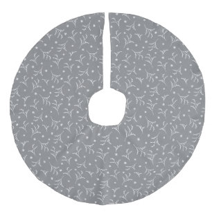Falda Para El Árbol De Navidad De Lino Sintético Elegante ilustración de ramita blanca gris atempor