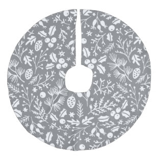Falda Para El Árbol De Navidad De Lino Sintético Elegante Patrón de Navidad en Gris y Blanco Sofist