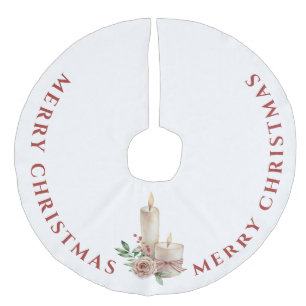 Falda Para El Árbol De Navidad De Lino Sintético Elegante vela de Navidad, Feliz Navidad  