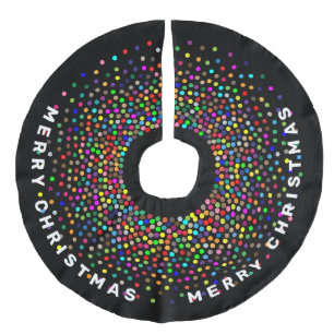 Falda Para El Árbol De Navidad De Lino Sintético ESTALLIDO DE ESTRELLAS COLORIDAS Feliz Navidad
