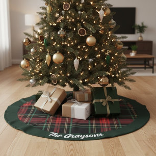 Falda Para El Árbol De Navidad De Lino Sintético Falda de árbol de Navidad personalizada de cuadros