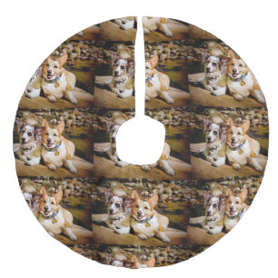 Falda Para El Árbol De Navidad De Lino Sintético Falda del árbol de navidad del Corgi Galés