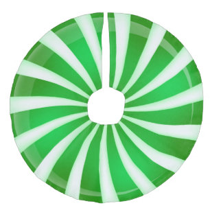 Falda Para El Árbol De Navidad De Lino Sintético Falda verde de árbol de navidad con menta blanca