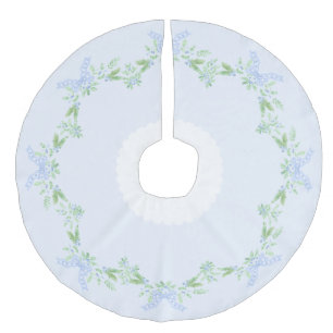 Falda Para El Árbol De Navidad De Lino Sintético Feliz estribillo navideño y bribón azul