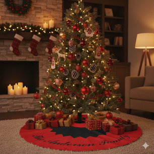 Falda Para El Árbol De Navidad De Lino Sintético Funda personalizada para árbol de Navidad en negro