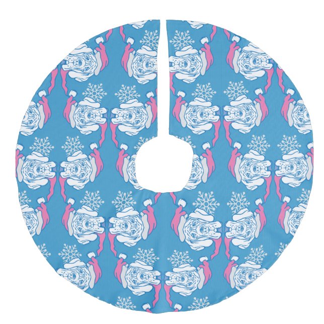 Falda Para El Árbol De Navidad De Lino Sintético gran danés de navidad (Anverso)