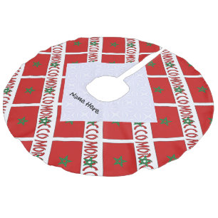Falda Para El Árbol De Navidad De Lino Sintético Marruecos Bandera Marroquí Tiled Nombre Personaliz