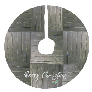 Falda Para El Árbol De Navidad De Lino Sintético MERRY CHRISTMAS Holly Barn Door Farmhouse moderno