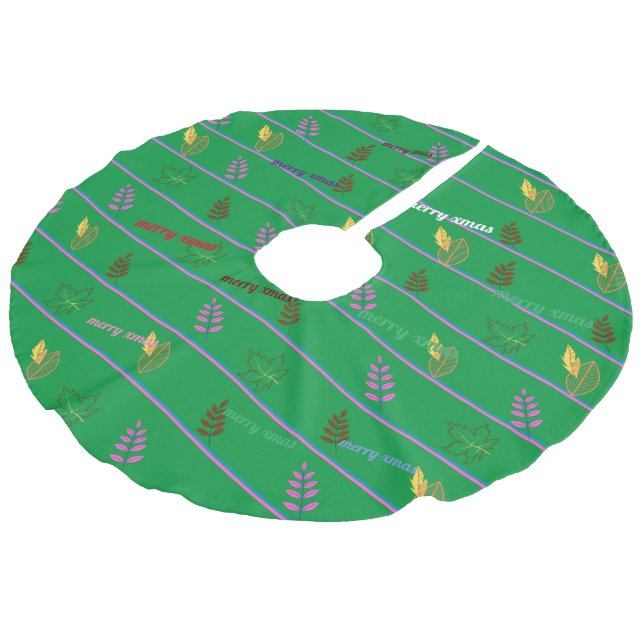 Falda Para El Árbol De Navidad De Lino Sintético Merry Christmas Leaf (Angular)