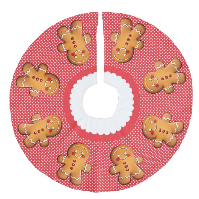 Falda Para El Árbol De Navidad De Lino Sintético Monograma de pan dulce (Anverso)