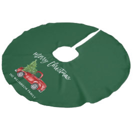 Falda Para El Árbol De Navidad De Lino Sintético Navidades de camionetas de estilo vintage con guió