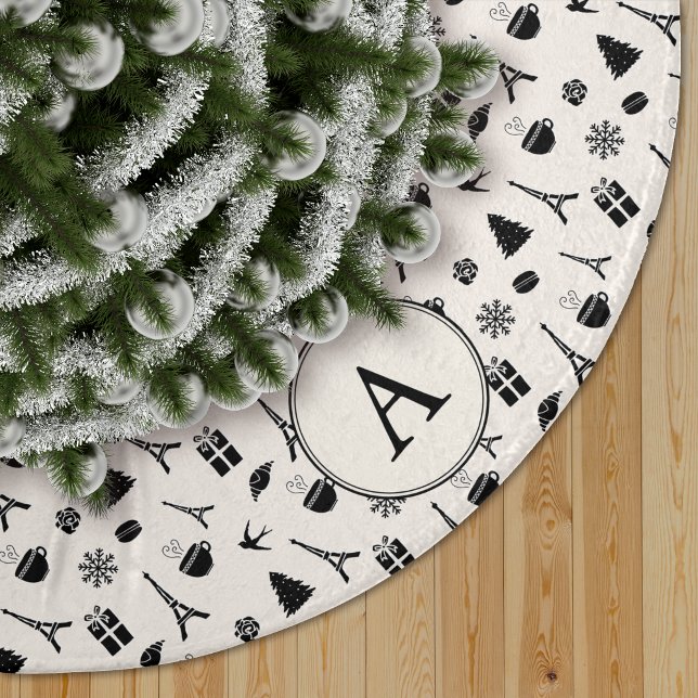 Falda Para El Árbol De Navidad De Lino Sintético Navidades de París | Monogramado (Subido por el creador)