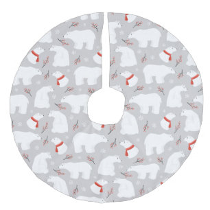 Falda Para El Árbol De Navidad De Lino Sintético Navidades del patrón de los osos polares blancos d