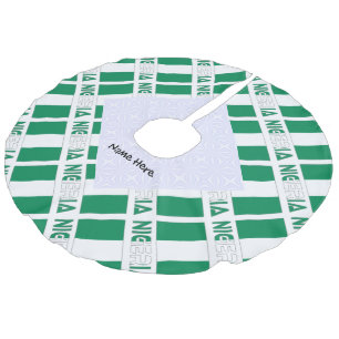 Falda Para El Árbol De Navidad De Lino Sintético Nigeria and Nigerian Flag Tiled with Your Name