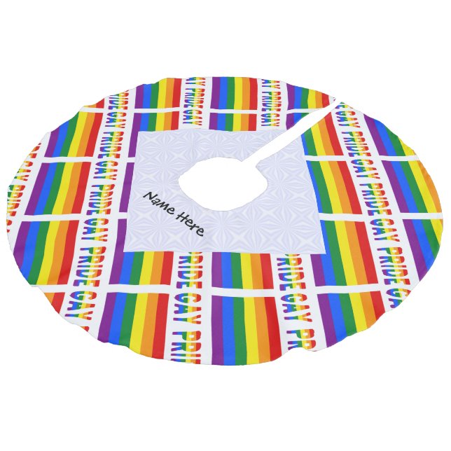 Falda Para El Árbol De Navidad De Lino Sintético Orgullo gay y bandera arcoiris enaltecida personal (Angular)