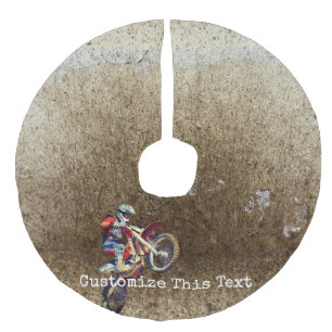 Falda Para El Árbol De Navidad De Lino Sintético Personalizado Texto/ Motociclismo Hombres Deportes