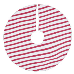 Falda Para El Árbol De Navidad De Lino Sintético raya de caña de caramelo