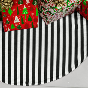 Falda Para El Árbol De Navidad De Lino Sintético Raya de caramelo en blanco y negro