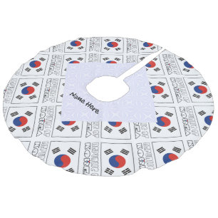 Falda Para El Árbol De Navidad De Lino Sintético Rep. Corea Nombre personalizado con bandera surcor