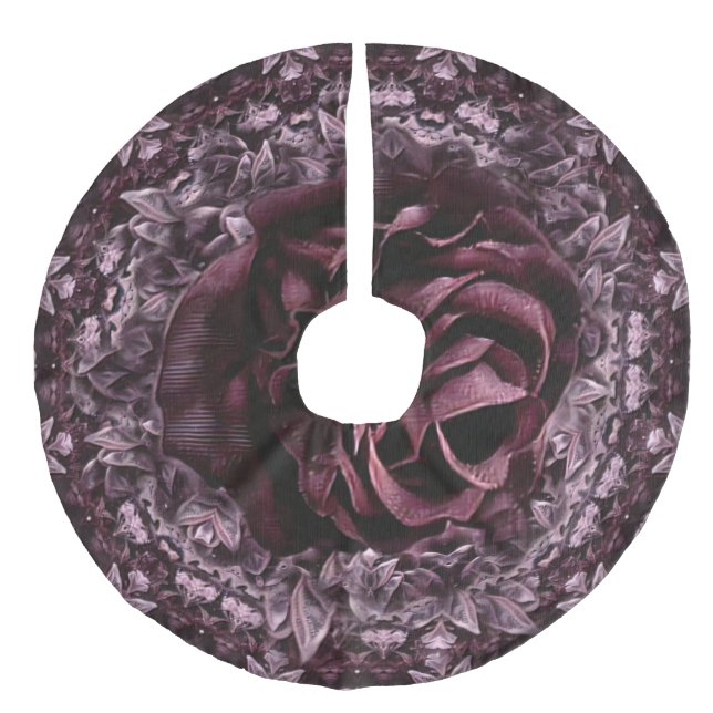 Falda Para El Árbol De Navidad De Lino Sintético Rosa Mandala (Anverso)