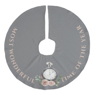 Falda Para El Árbol De Navidad De Lino Sintético Viejo Stopwatch, la época más maravillosa del año