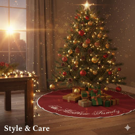 Falda Para El Árbol De Navidad De Lino Sintético Warm Red Custom Name Holiday Tree Skirt Decoration