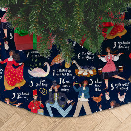Falda Para El Árbol De Navidad De Poliéster 12 Días de Navidad
