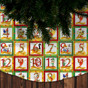 Falda Para El Árbol De Navidad De Poliéster 12 días de Navidades