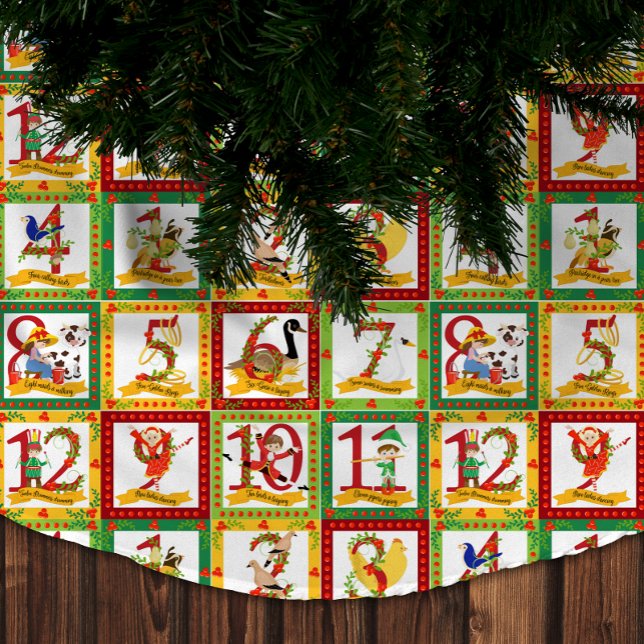 Falda Para El Árbol De Navidad De Poliéster 12 días de Navidades (12 Days of Christmas Brushed Polyester Tree Skirt)